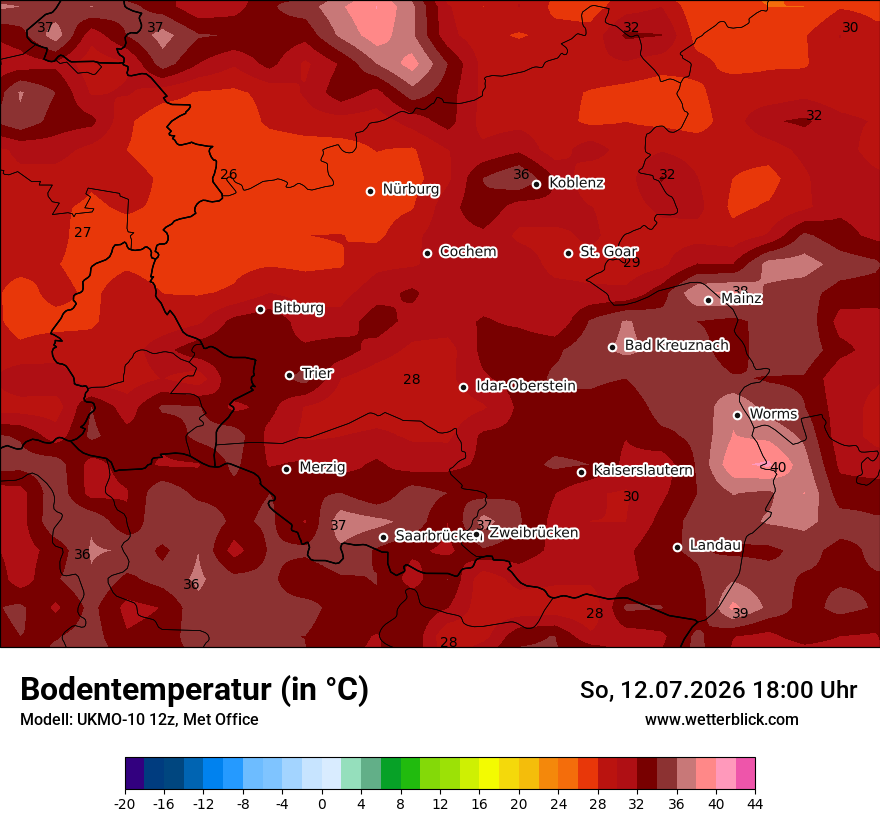 Modellkarte UKMO – t_g – rp