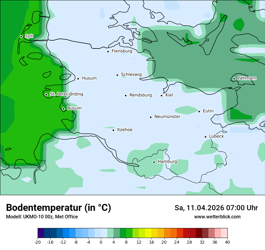Modellkarte UKMO – t_g – sh