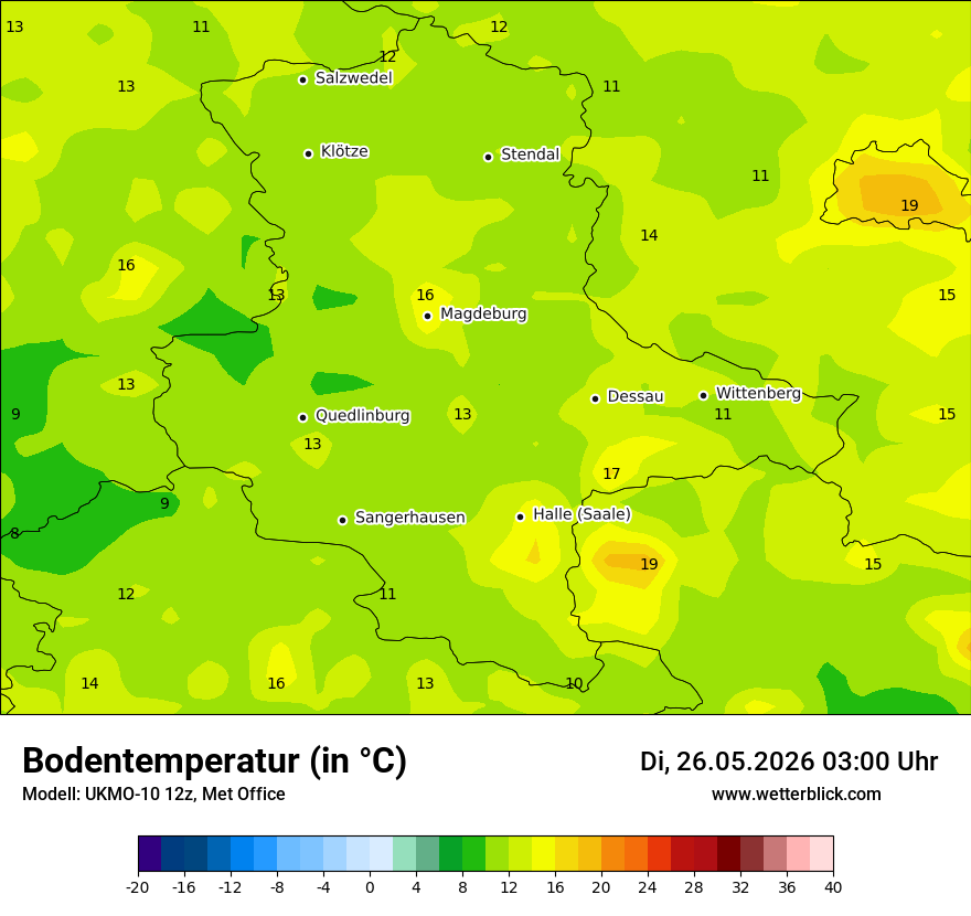 Modellkarte UKMO – t_g – st