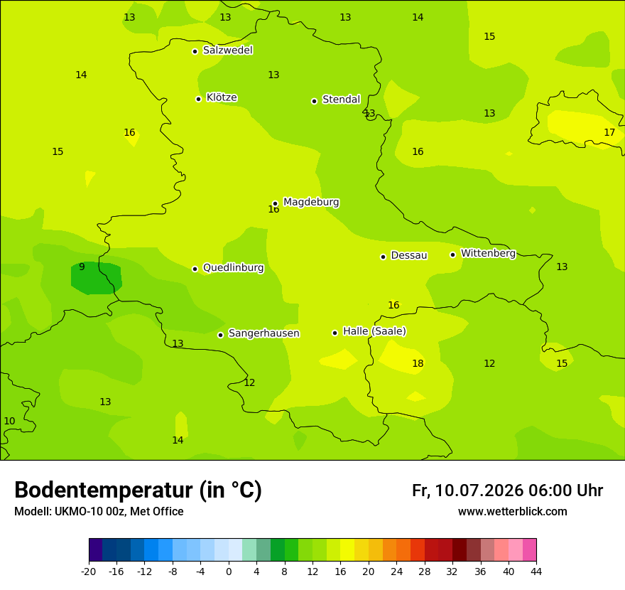 Modellkarte UKMO – t_g – st