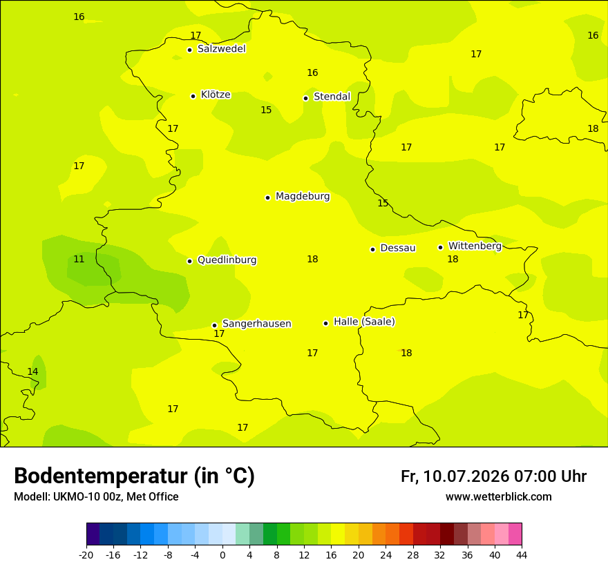 Modellkarte UKMO – t_g – st