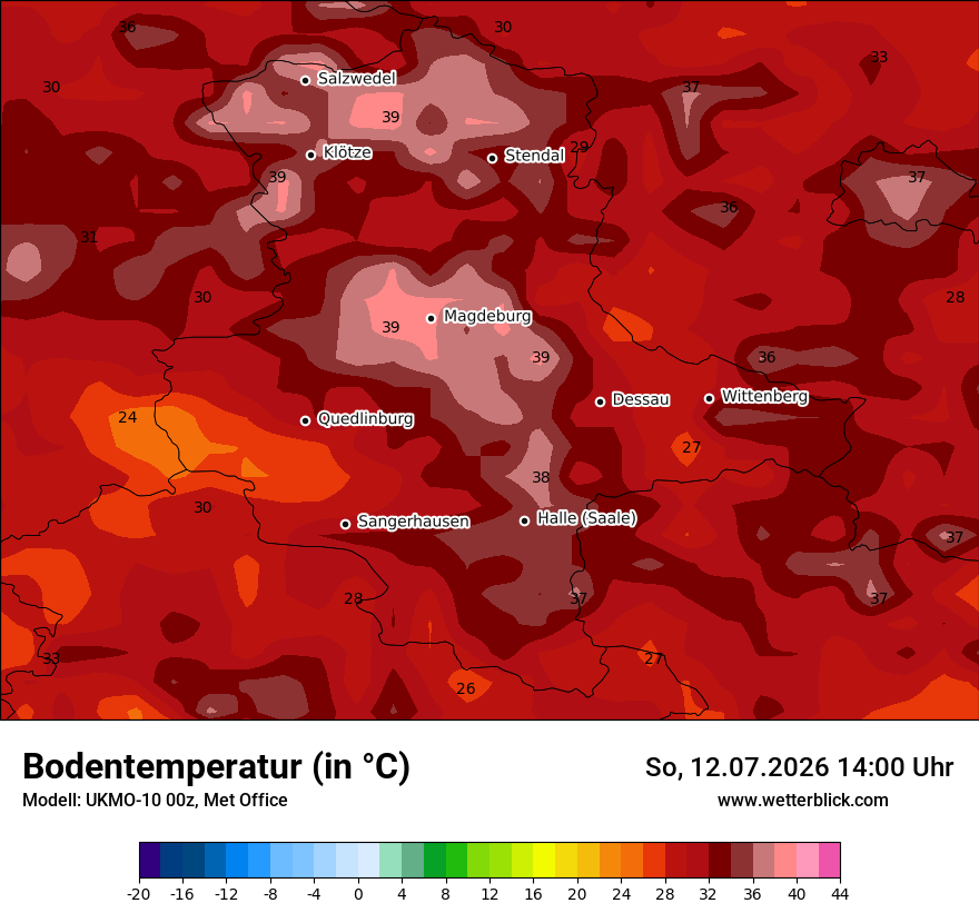 Modellkarte UKMO – t_g – st