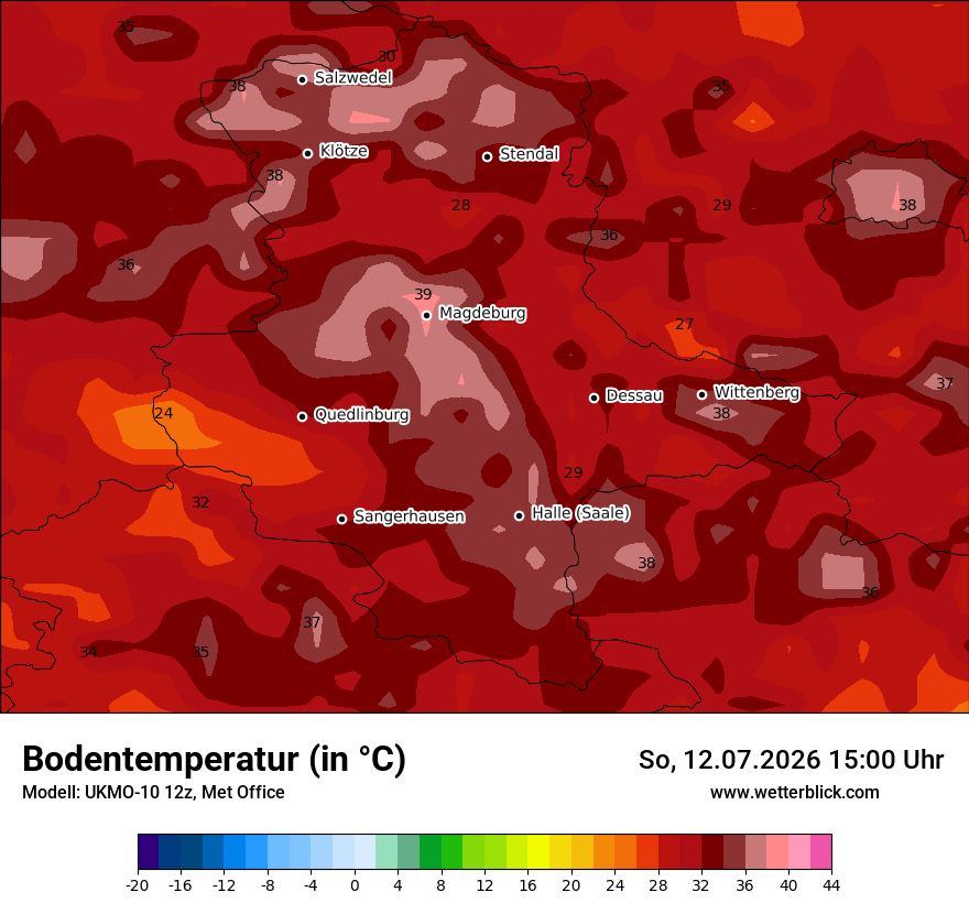 Modellkarte UKMO – t_g – st