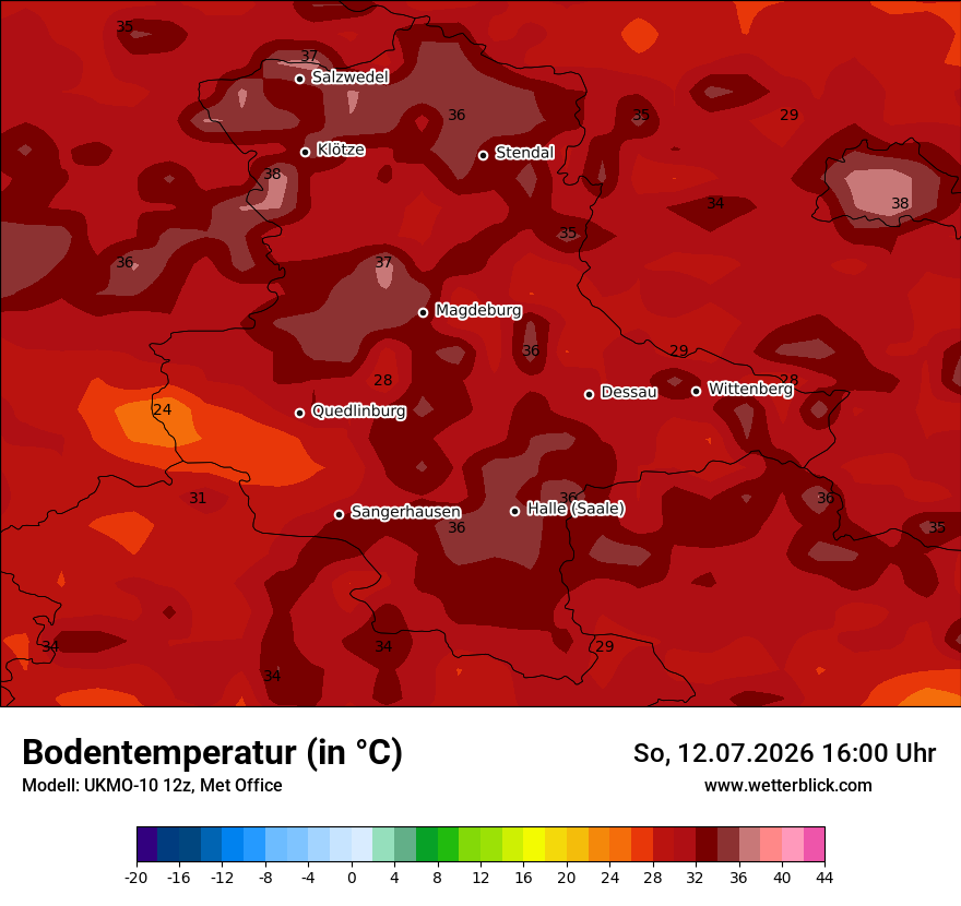 Modellkarte UKMO – t_g – st