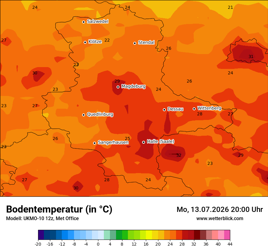 Modellkarte UKMO – t_g – st