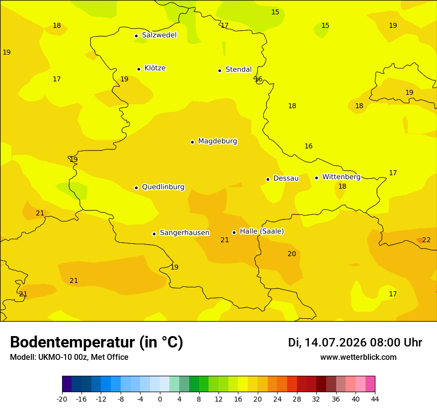 Modellkarte UKMO – t_g – st