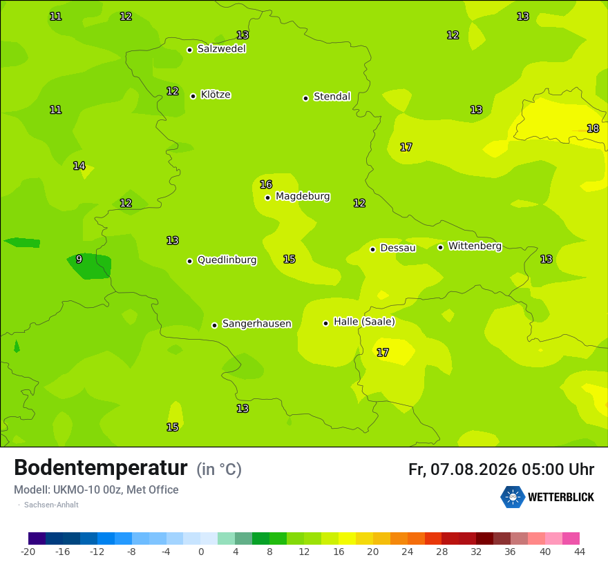 Modellkarte UKMO – t_g – st