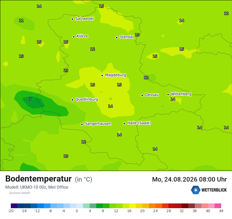 Modellkarte UKMO – t_g – st