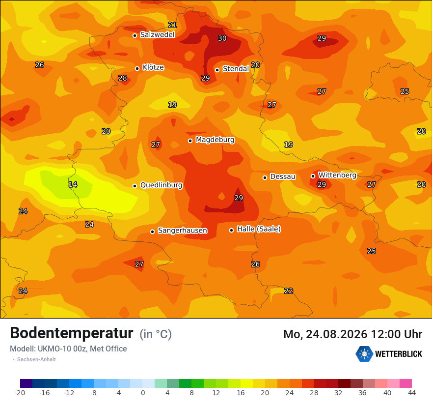 Modellkarte UKMO – t_g – st