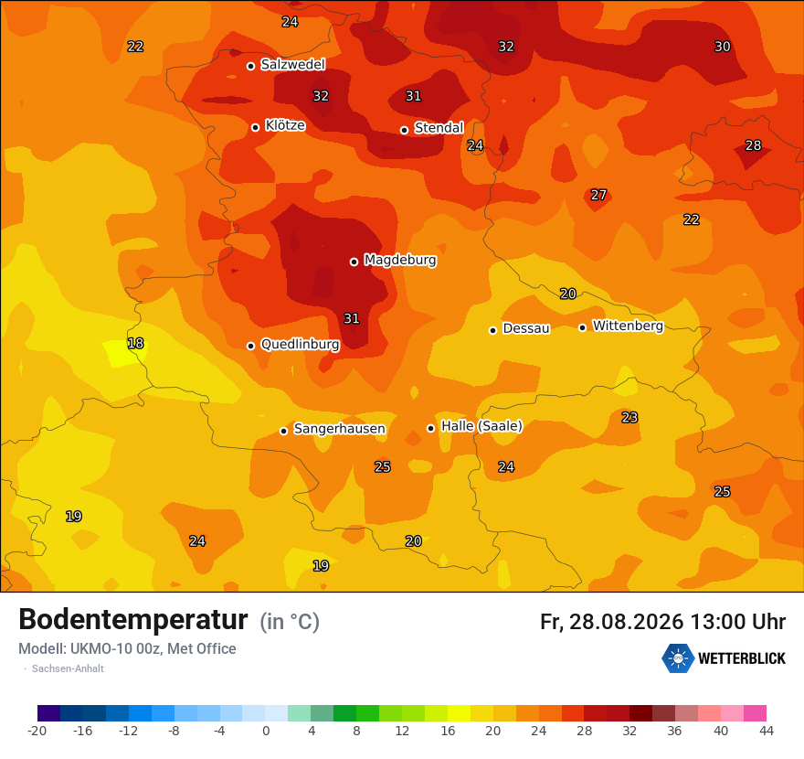Modellkarte UKMO – t_g – st