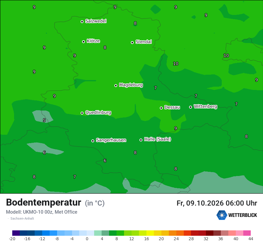 Modellkarte UKMO – t_g – st