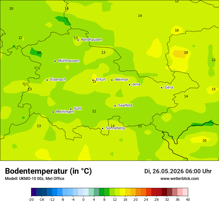 Modellkarte UKMO – t_g – th