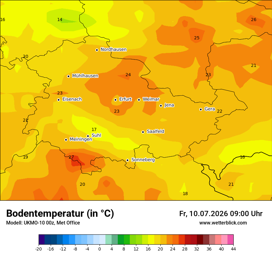 Modellkarte UKMO – t_g – th