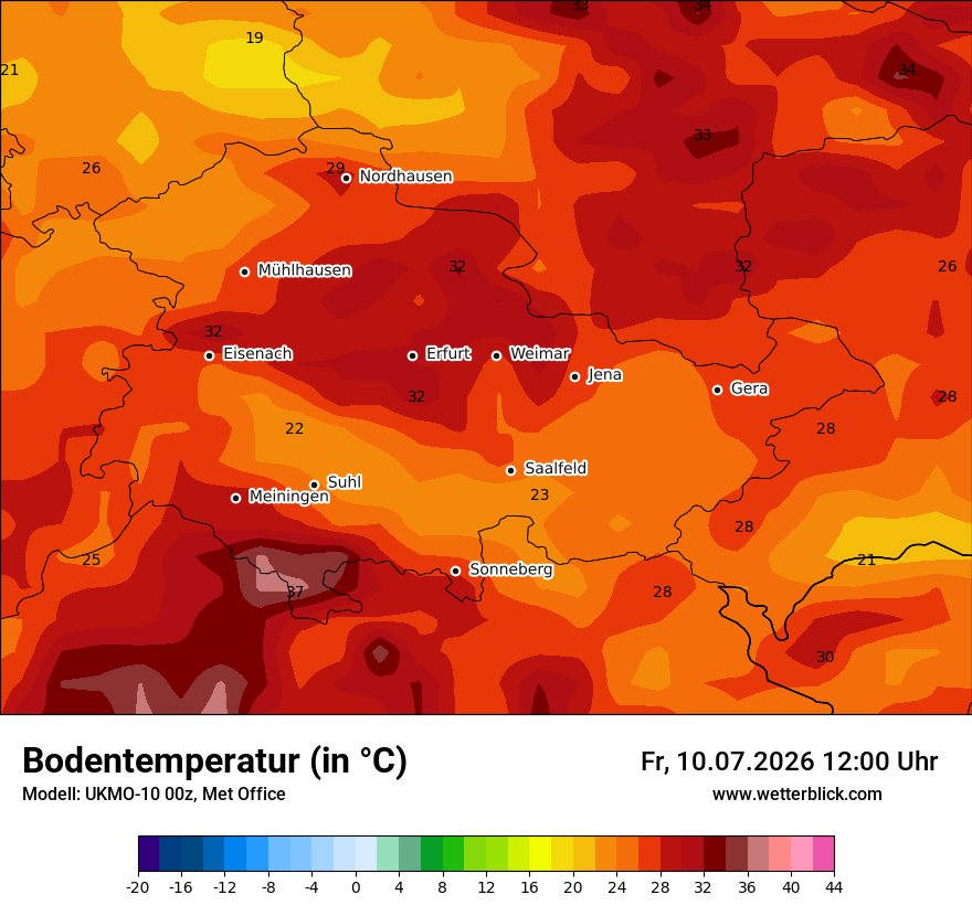 Modellkarte UKMO – t_g – th