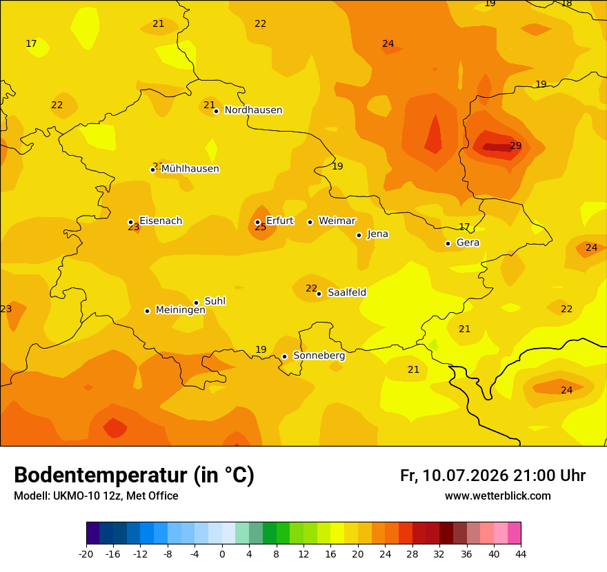 Modellkarte UKMO – t_g – th