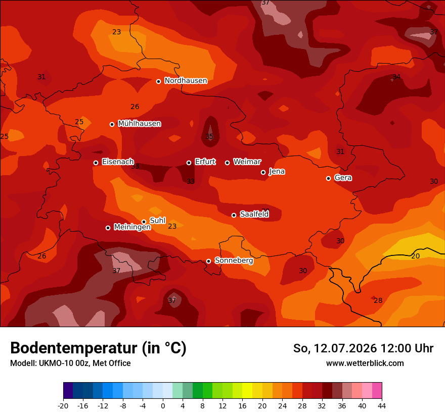 Modellkarte UKMO – t_g – th