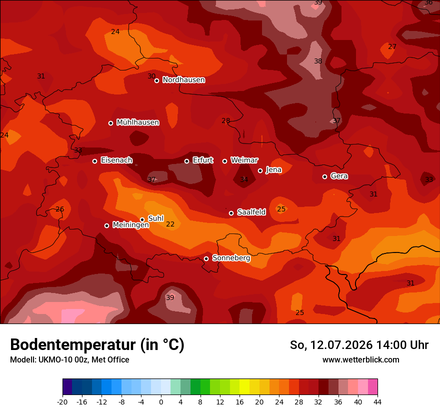 Modellkarte UKMO – t_g – th