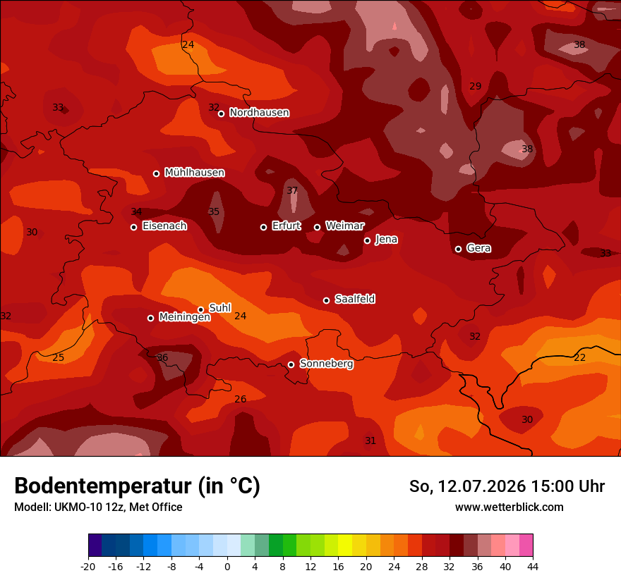 Modellkarte UKMO – t_g – th