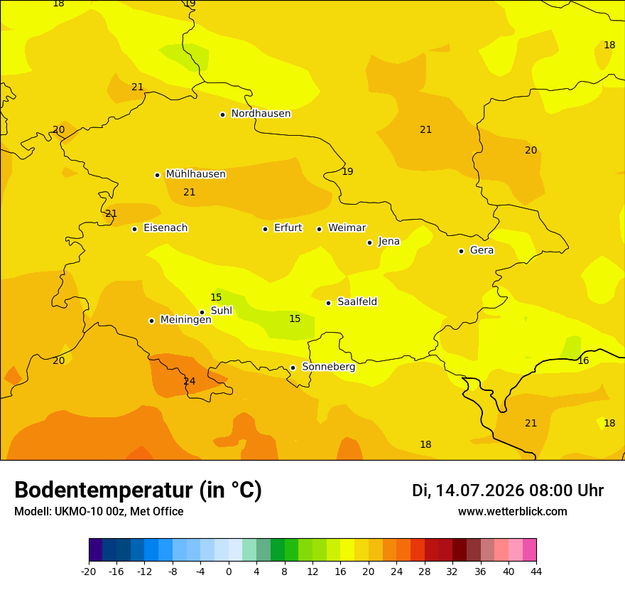 Modellkarte UKMO – t_g – th