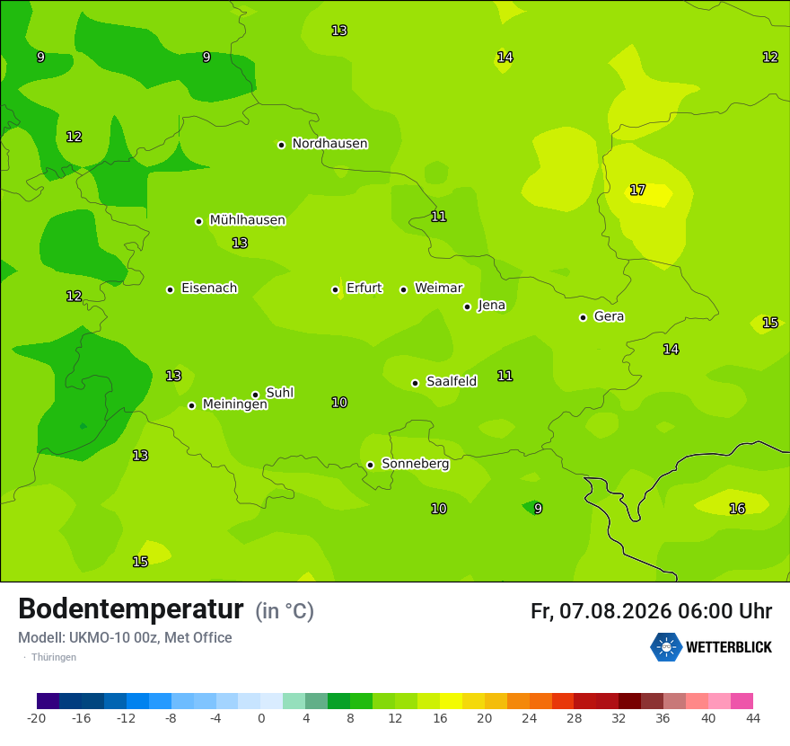 Modellkarte UKMO – t_g – th