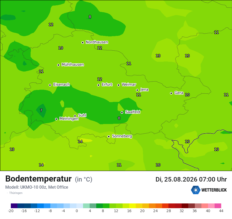 Modellkarte UKMO – t_g – th