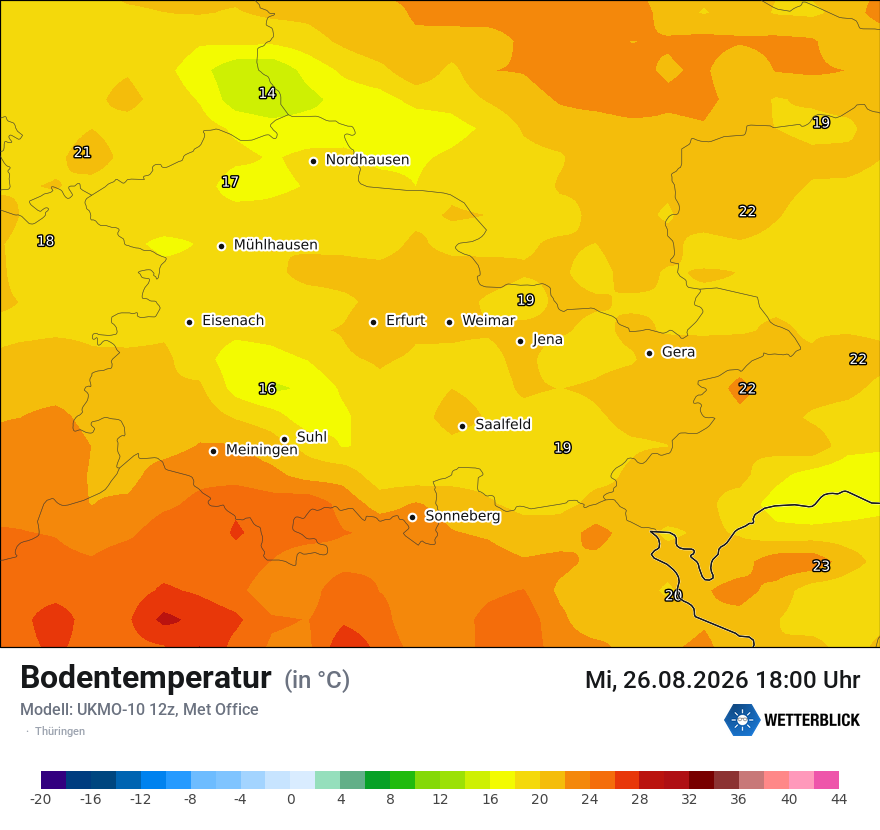 Modellkarte UKMO – t_g – th