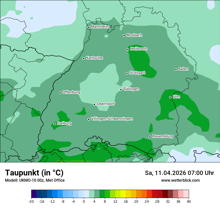 Modellkarte UKMO – td – bw