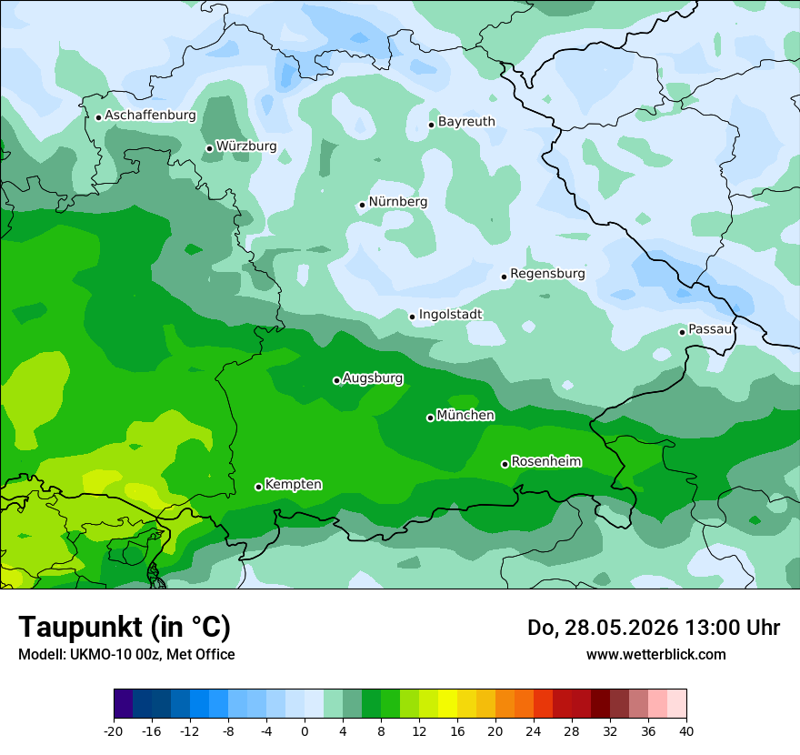 Modellkarte UKMO – td – by