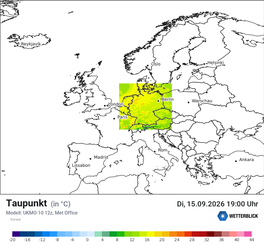 Modellkarte UKMO – td – europa