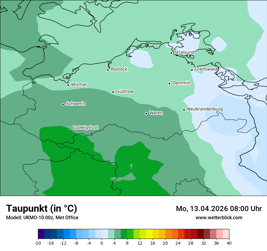 Modellkarte UKMO – td – mv