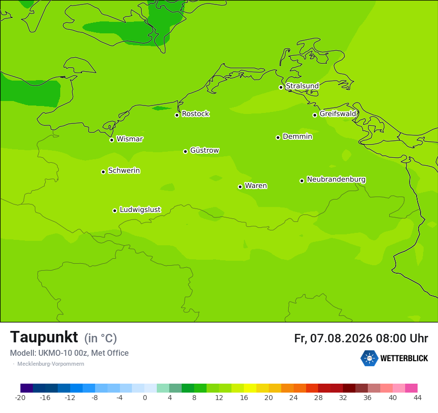 Modellkarte UKMO – td – mv