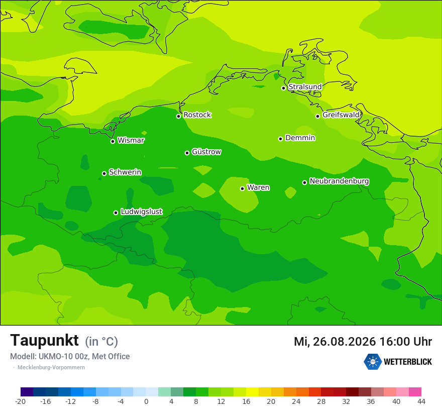Modellkarte UKMO – td – mv