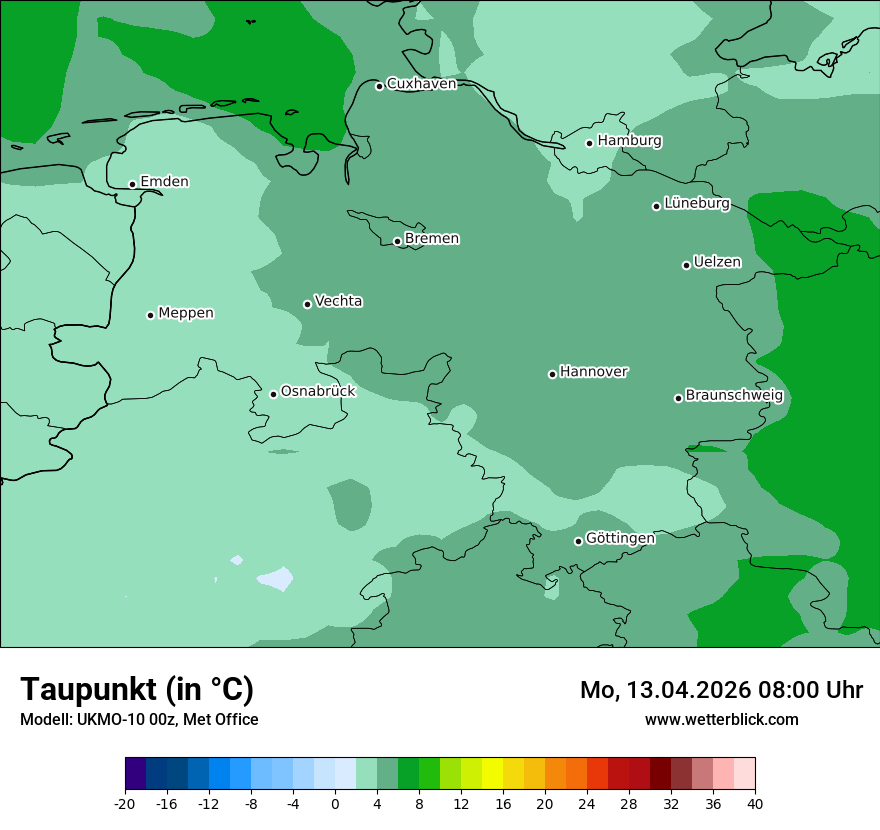 Modellkarte UKMO – td – ni