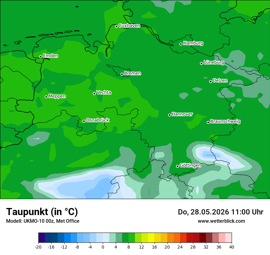 Modellkarte UKMO – td – ni