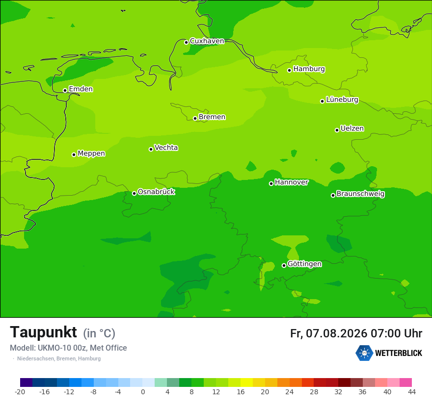Modellkarte UKMO – td – ni