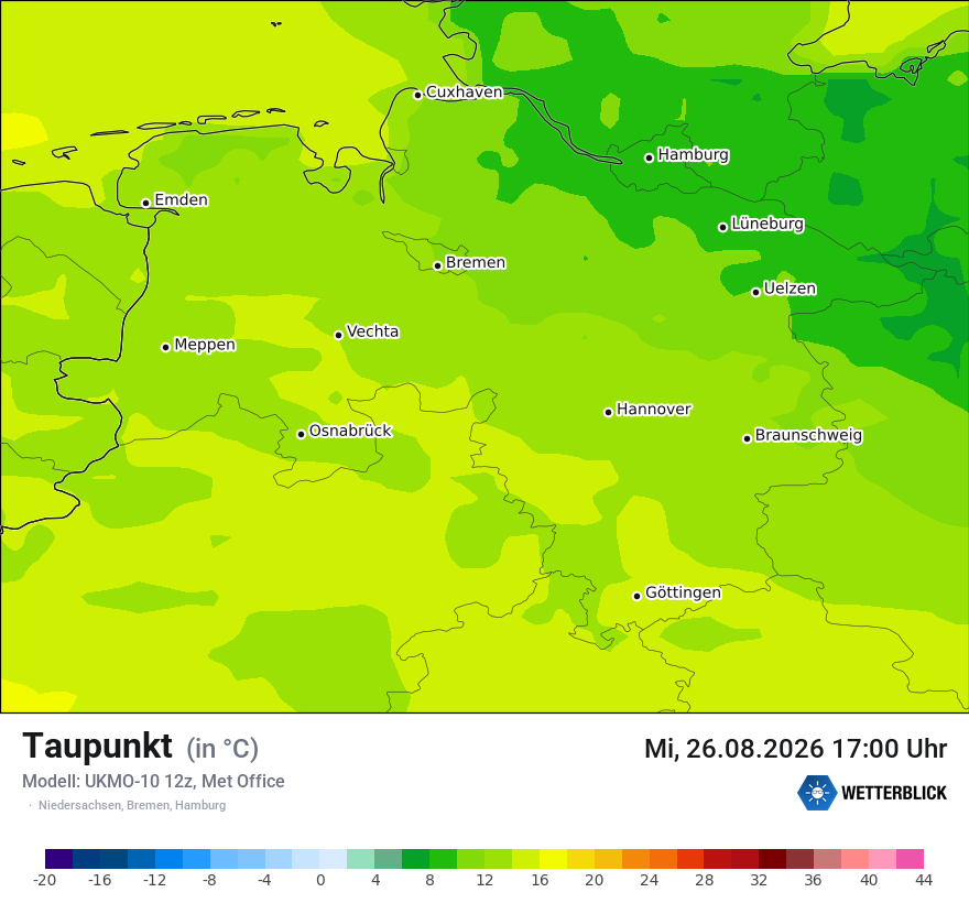 Modellkarte UKMO – td – ni