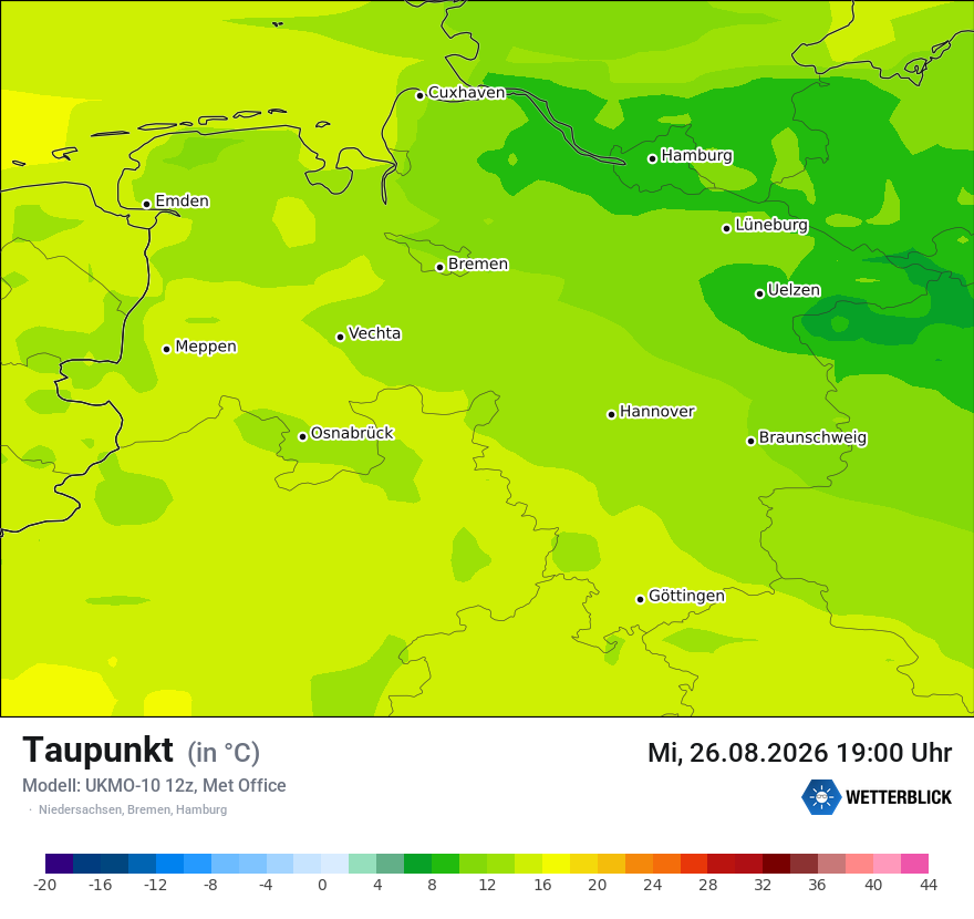 Modellkarte UKMO – td – ni