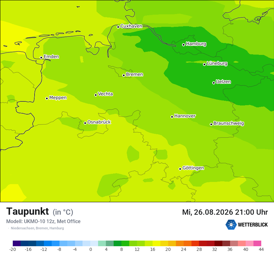 Modellkarte UKMO – td – ni