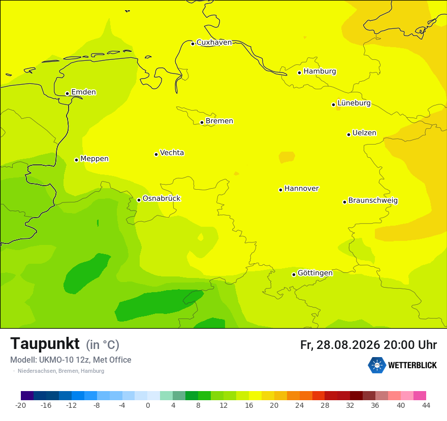Modellkarte UKMO – td – ni