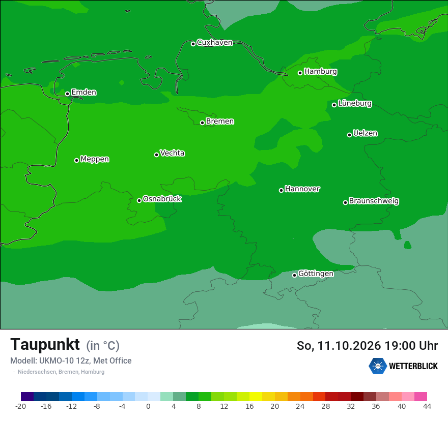 Modellkarte UKMO – td – ni