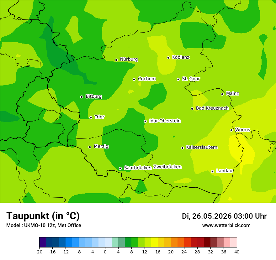 Modellkarte UKMO – td – rp