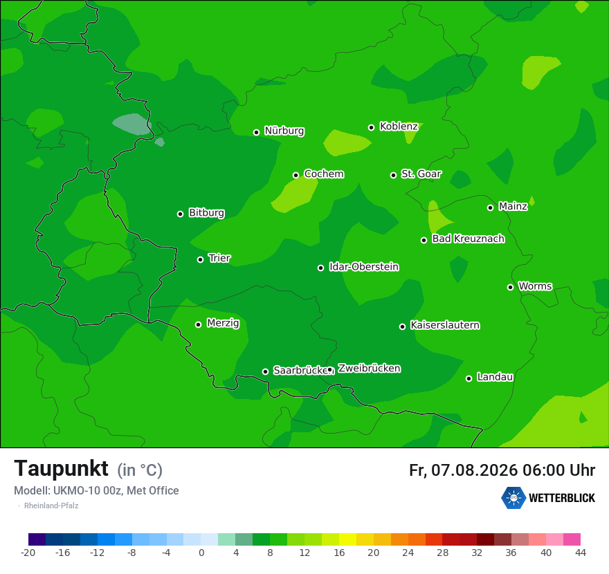 Modellkarte UKMO – td – rp
