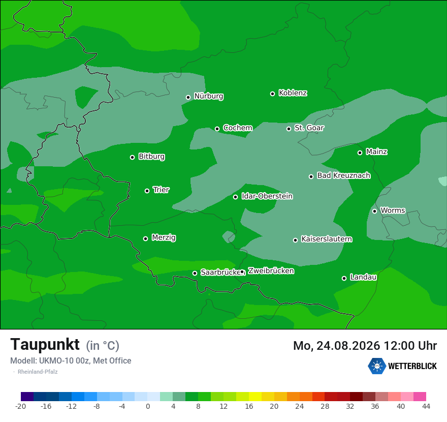Modellkarte UKMO – td – rp