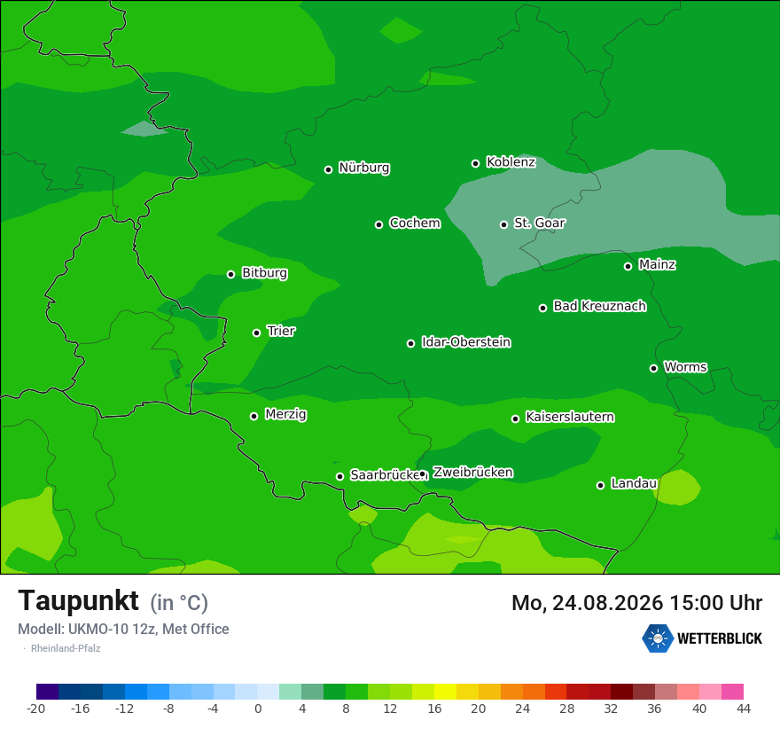 Modellkarte UKMO – td – rp