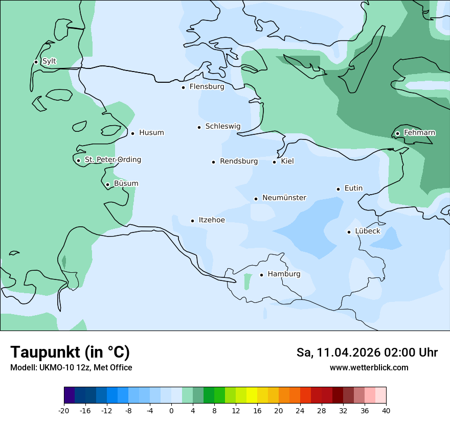 Modellkarte UKMO – td – sh