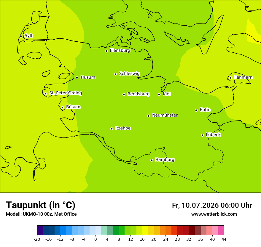 Modellkarte UKMO – td – sh