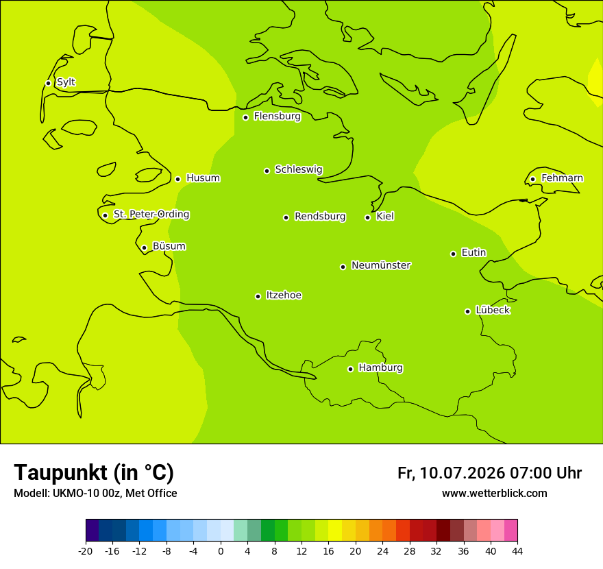Modellkarte UKMO – td – sh