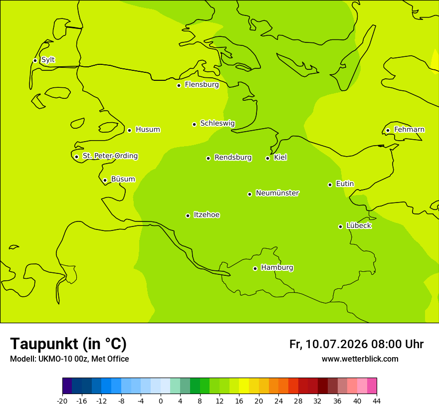 Modellkarte UKMO – td – sh