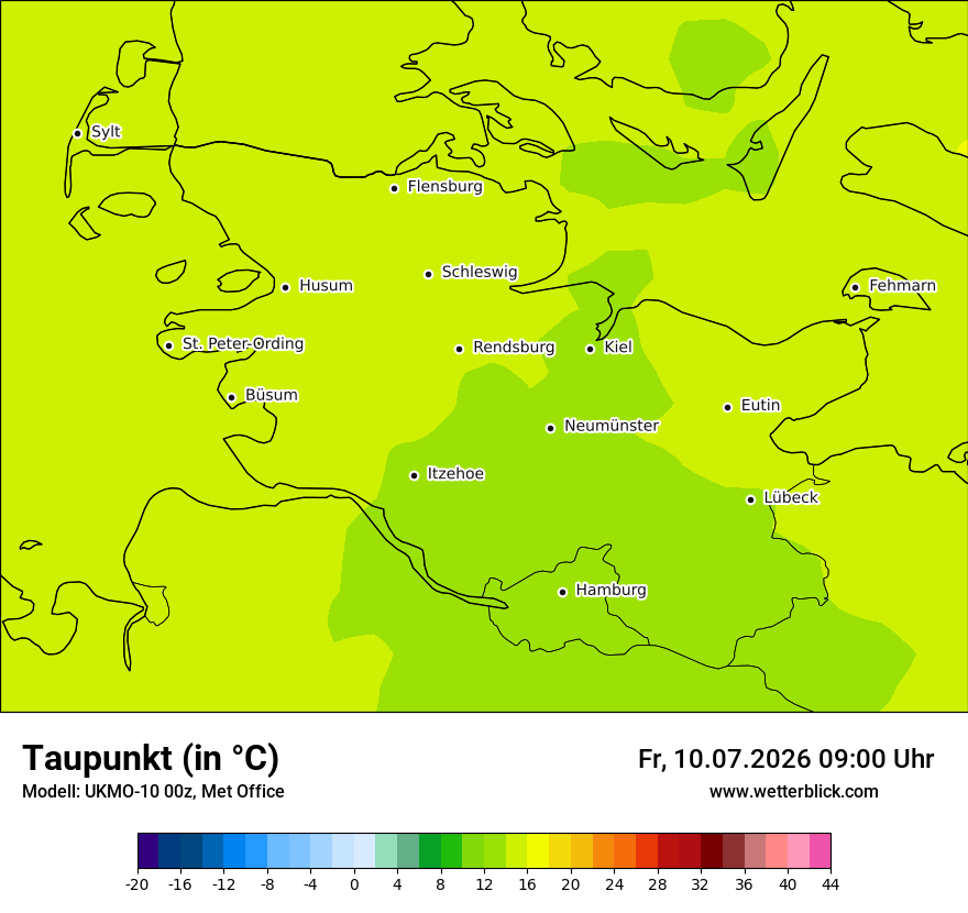 Modellkarte UKMO – td – sh