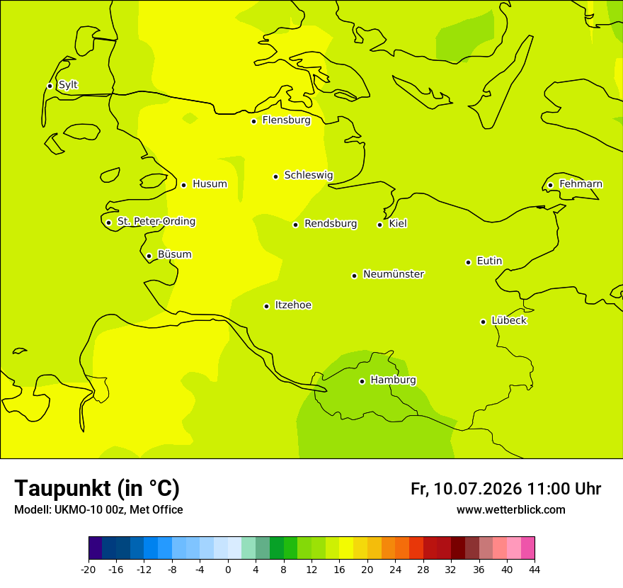 Modellkarte UKMO – td – sh